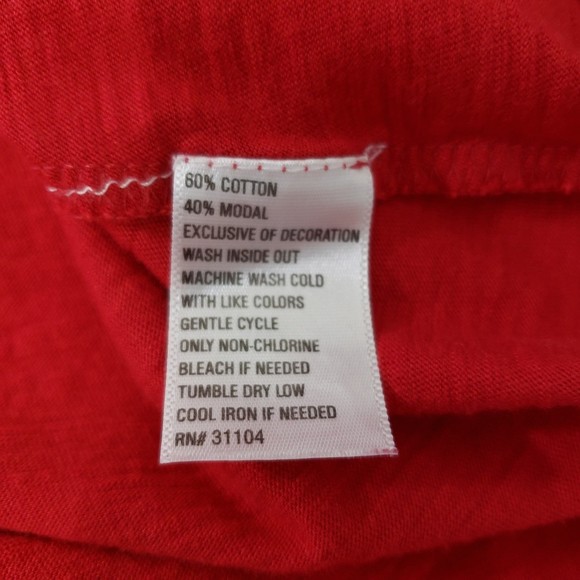 New Directions Red 3/4 Sleeve Blouse with Embroidery and Bell Sleeves, Size PL - Picture 6 of 10